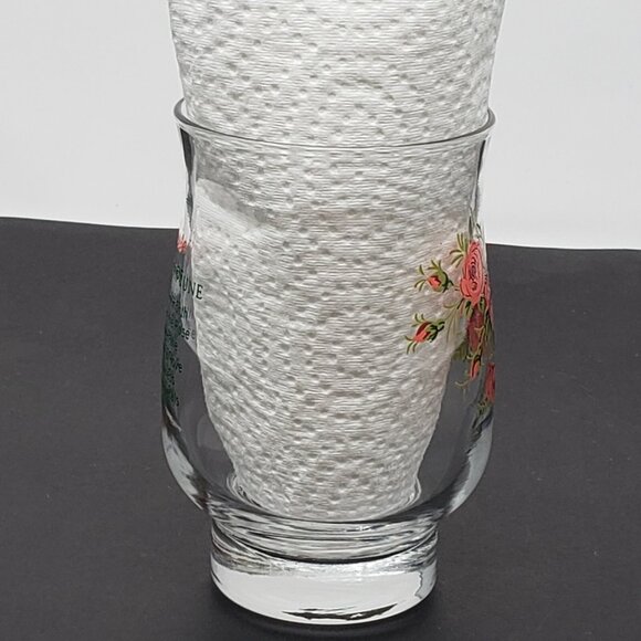 Dominion Glass Juice Tumbler Flower of June Rose 10 oz. 4 3/4 in. Tall Vintage - Picture 6 of 7